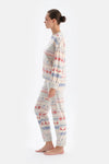 Multicolor Metraj Baskılı Kadife Pijama Takımı