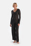 Antrasıt U Yaka Düğmeli Kaşkorse Pijama Takımı