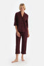 Bordo Biye Detaylı Cepli Penye Modal Pijama Takımı