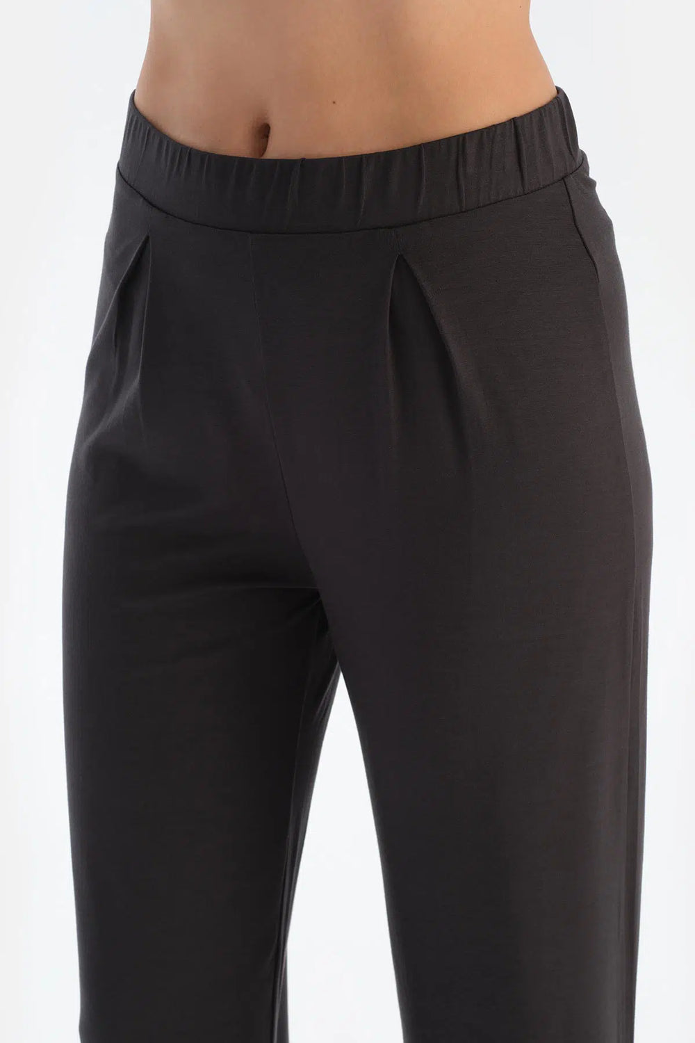 Antrasıt Kayık Yaka Dantel Detaylı Pijama Takımı