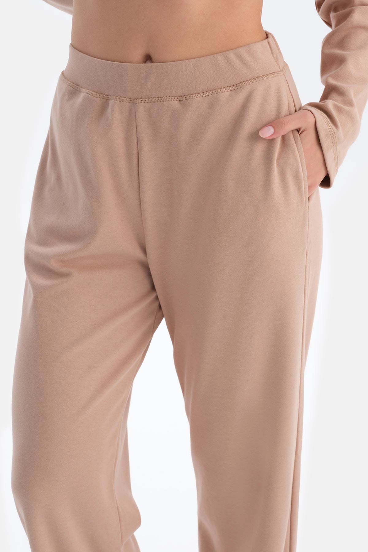 Sütlü Kahve Bisiklet Yaka Düşük Omuz Cellıant Pijama Takımı