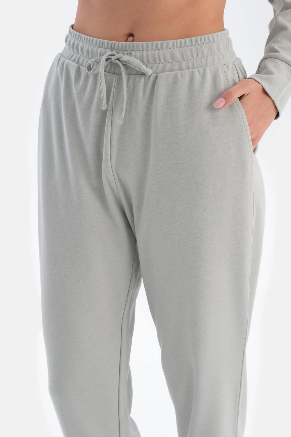 Gri Bisiklet Yaka Jogger Paça Cellıant Pijama Takımı