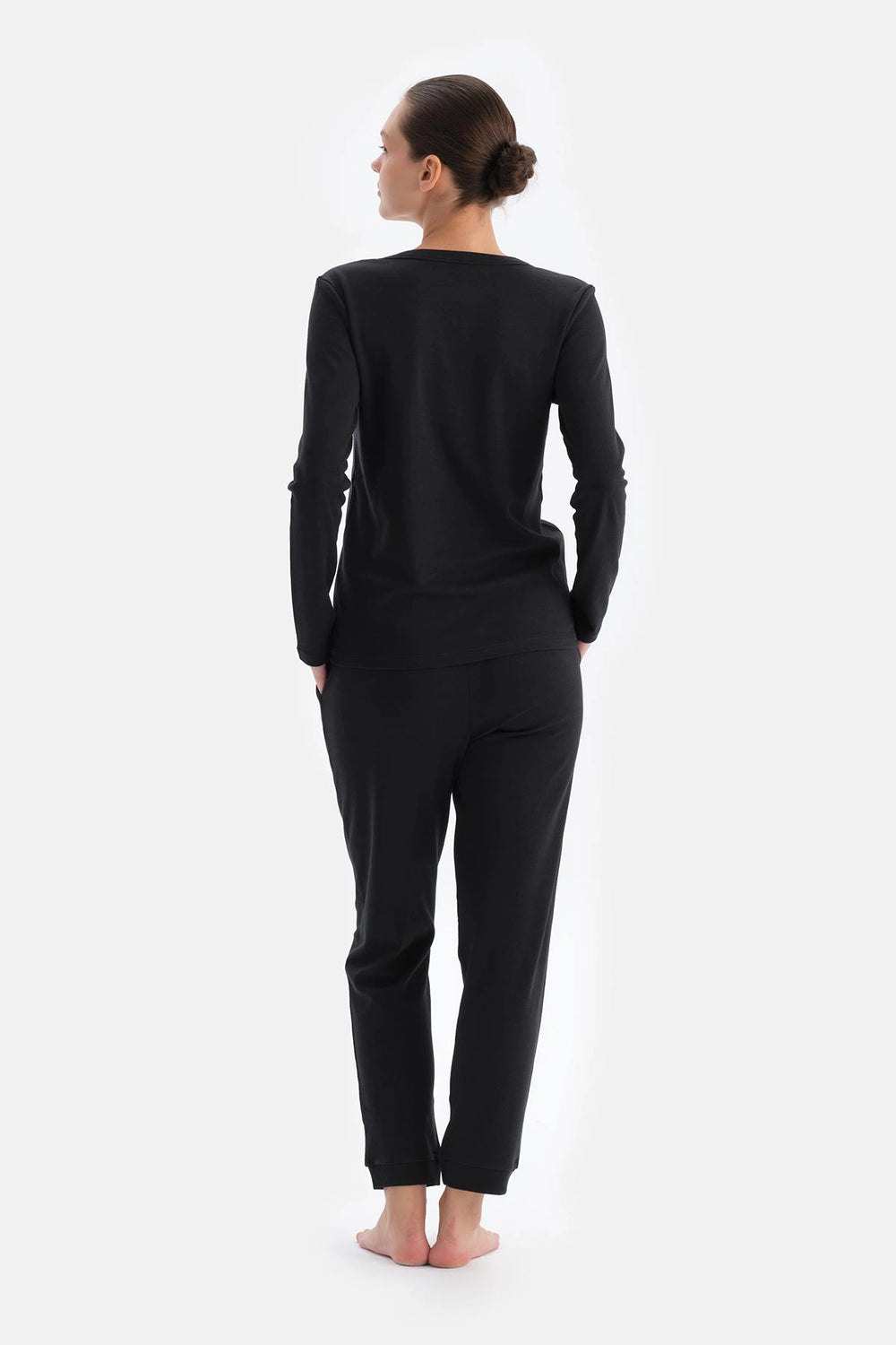 Siyah V Yaka Jogger Paça Cellıant Pijama Takımı