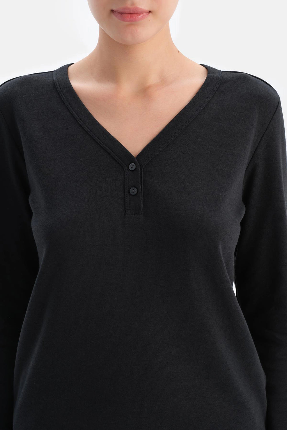 Siyah V Yaka Jogger Paça Cellıant Pijama Takımı