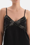 Siyah Dantel Detaylı Saten Brıde Camısole Takım