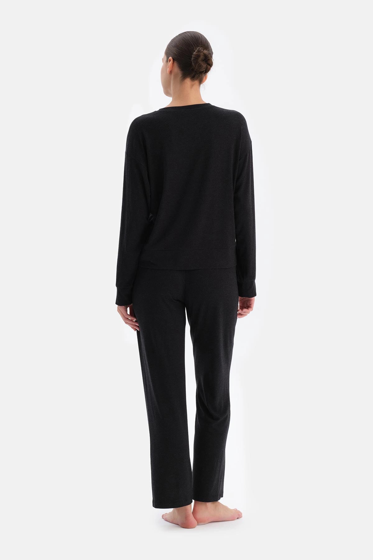 Antrasıt Uzun Kollu Soft Touch Pijama Takımı
