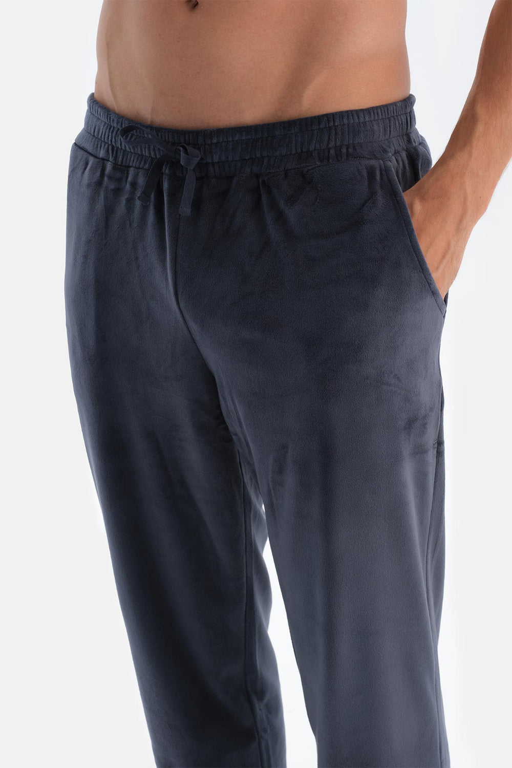 Lacivert Bisiklet Yaka Uzun Kollu Tişört Pantolon Pijama Takımı