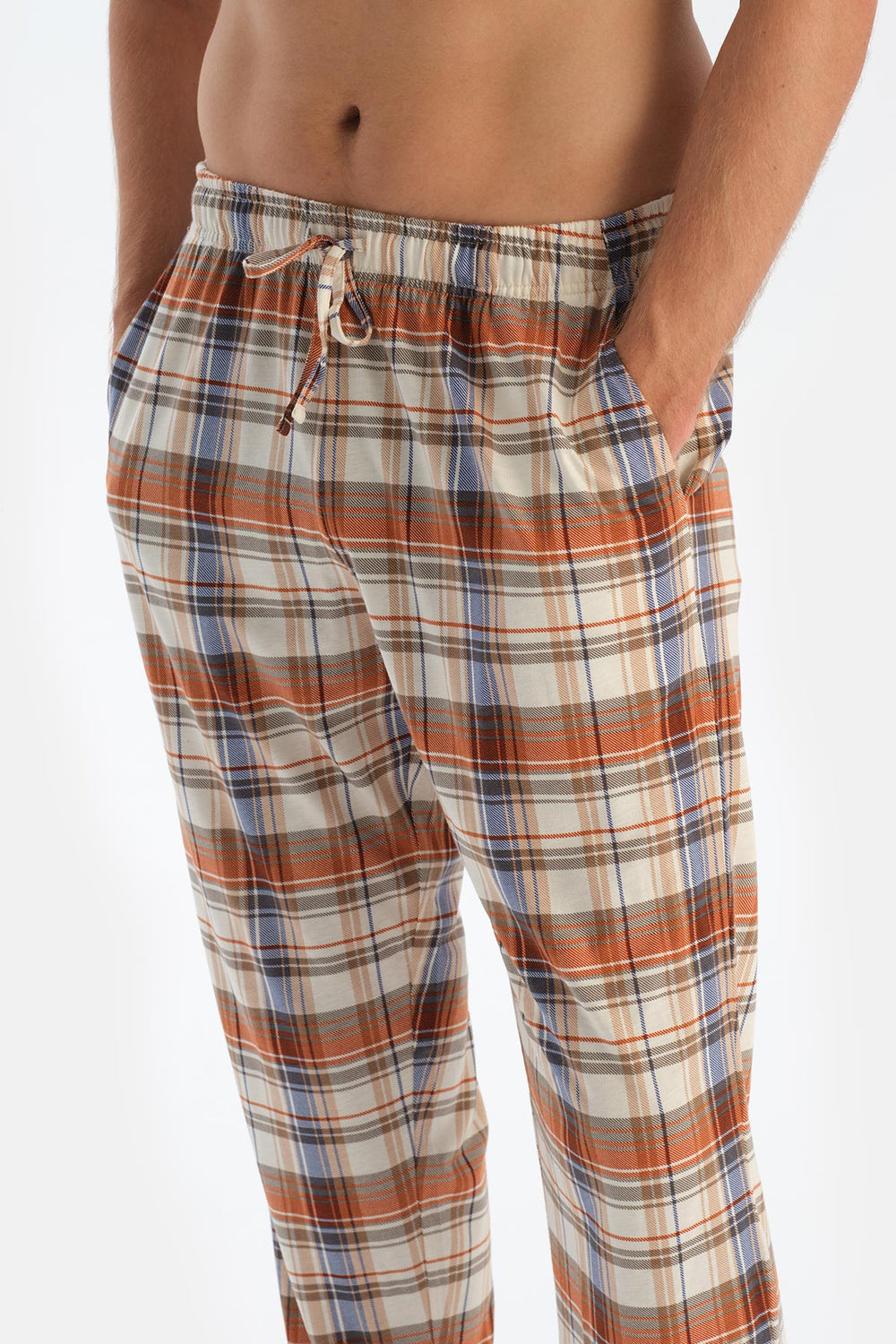 Koyu Mavi Bisiklet Yaka Uzun Kollu Tişört Pantolon Pijama Takımı