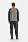 Gri Melanj Reglan Kol Patlı Tişört Pantolon Pijama Takımı