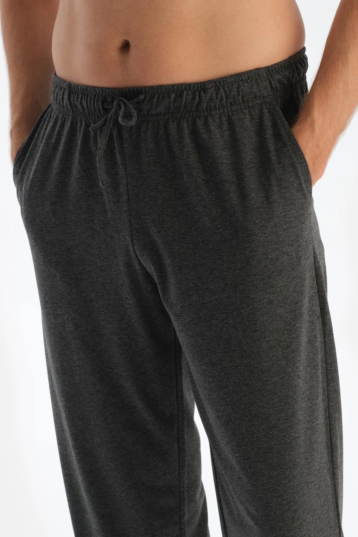 Gri Melanj Reglan Kol Patlı Tişört Pantolon Pijama Takımı