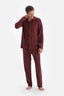 Bordo Çizgili Uzun Kollu Gömlek Pantolon Pijama Takımı