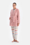 Soft Pembe Soft Örgü Görünümlü Puf Sabahlık