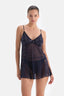 Lacivert Dantel Detaylı Tül Babydoll
