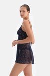 Lacivert Dantel Detaylı Tül Babydoll
