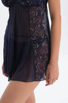 Lacivert Dantel Detaylı Tül Babydoll