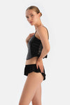 Siyah Payetli Crop Top