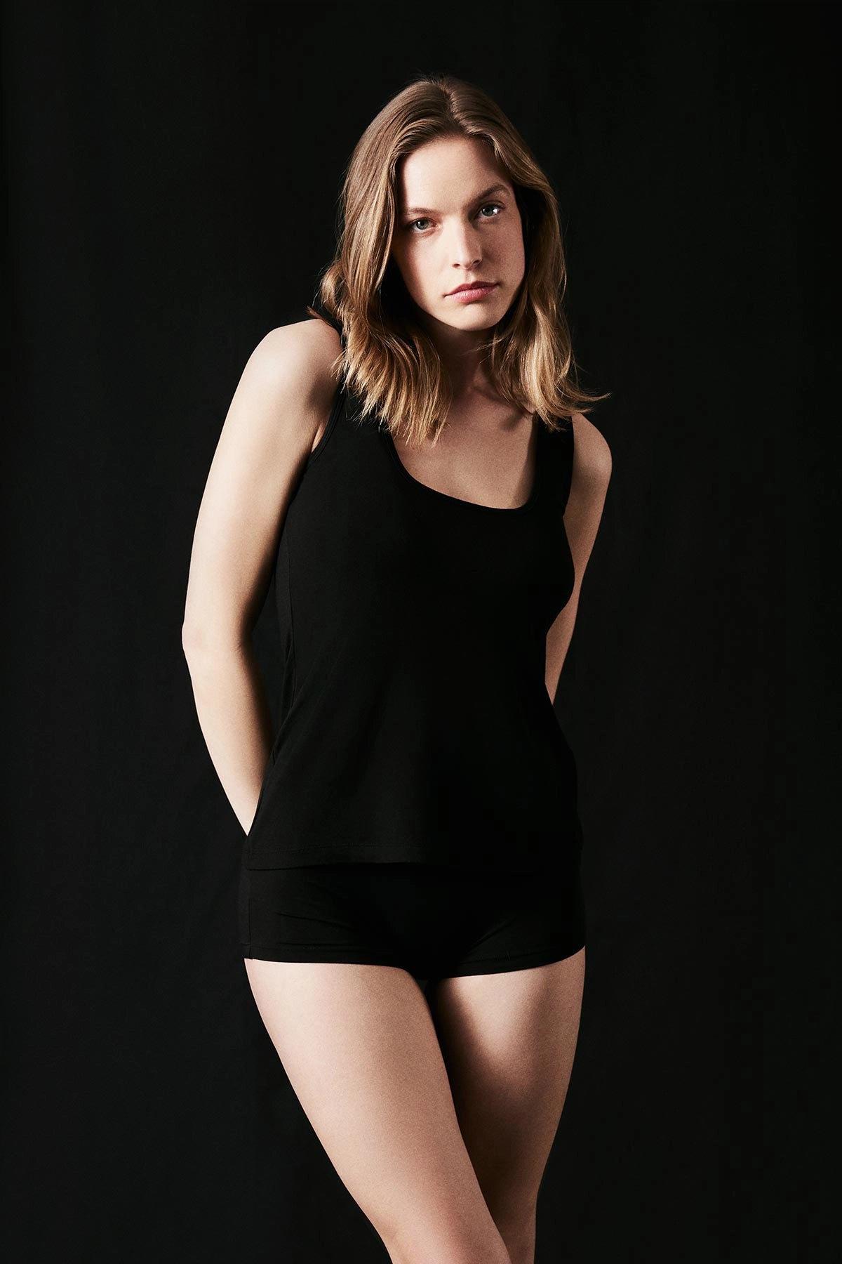 Siyah Basıc Modal Kare Yaka Atlet