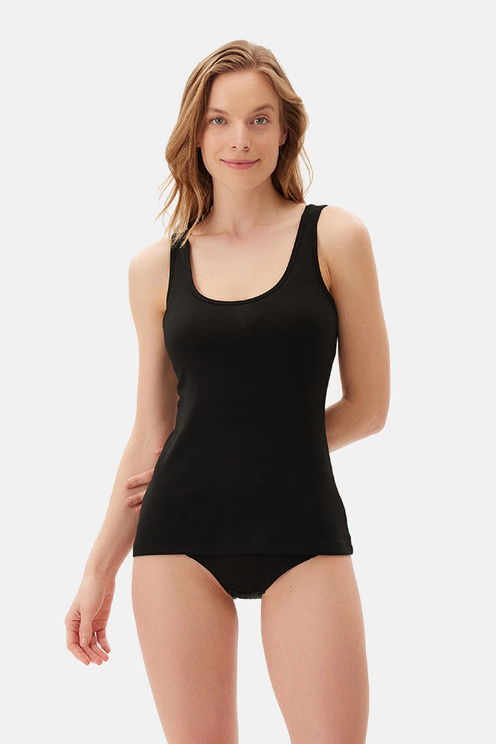 Siyah Basıc Modal Kare Yaka Atlet