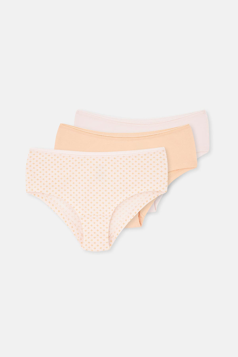 Açık Somon-Soft Pembe Soft Kadın 3'lü Desenli Hipster Külot
