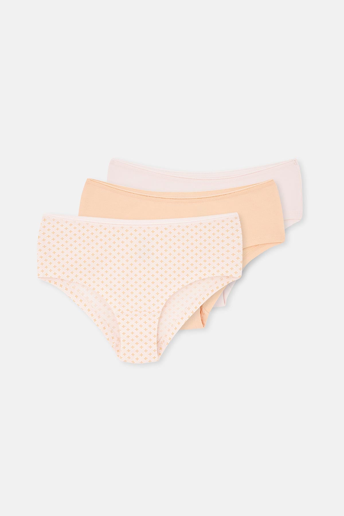 Açık Somon-Soft Pembe Soft Kadın 3'lü Desenli Hipster Külot
