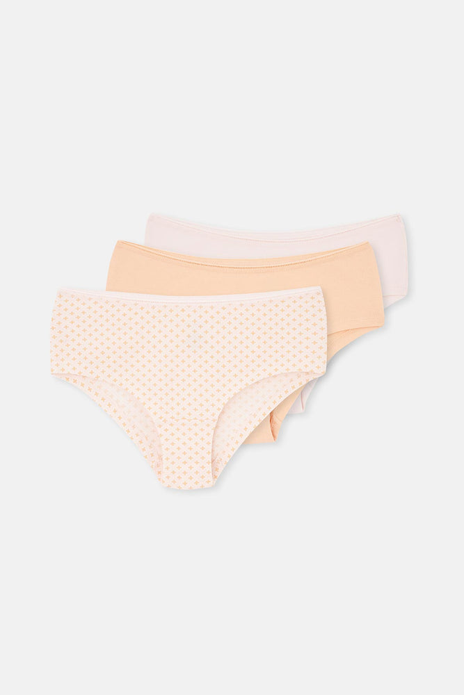 Açık Somon-Soft Pembe Soft Kadın 3'lü Desenli Hipster Külot