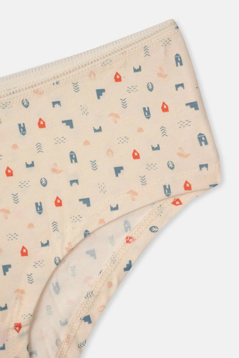 Ekru-Gri Mavi-Pudra Kadın 3'lü Desenli Hipster Külot