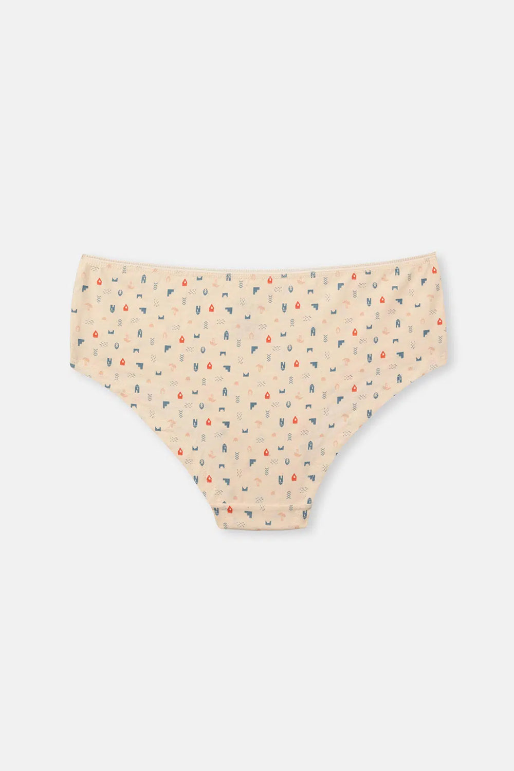 Ekru-Gri Mavi-Pudra Kadın 3'lü Desenli Hipster Külot