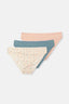 Ekru-Gri Mavi-Pudra Kadın 3'lü Desenli Brıef Külot