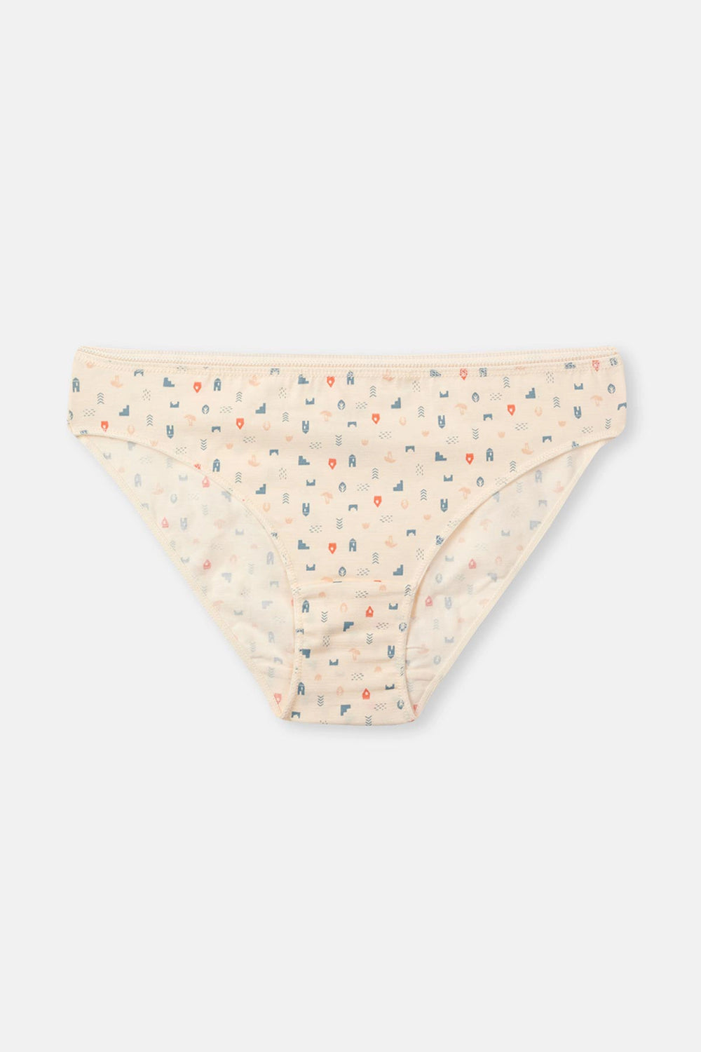 Ekru-Gri Mavi-Pudra Kadın 3'lü Desenli Brıef Külot