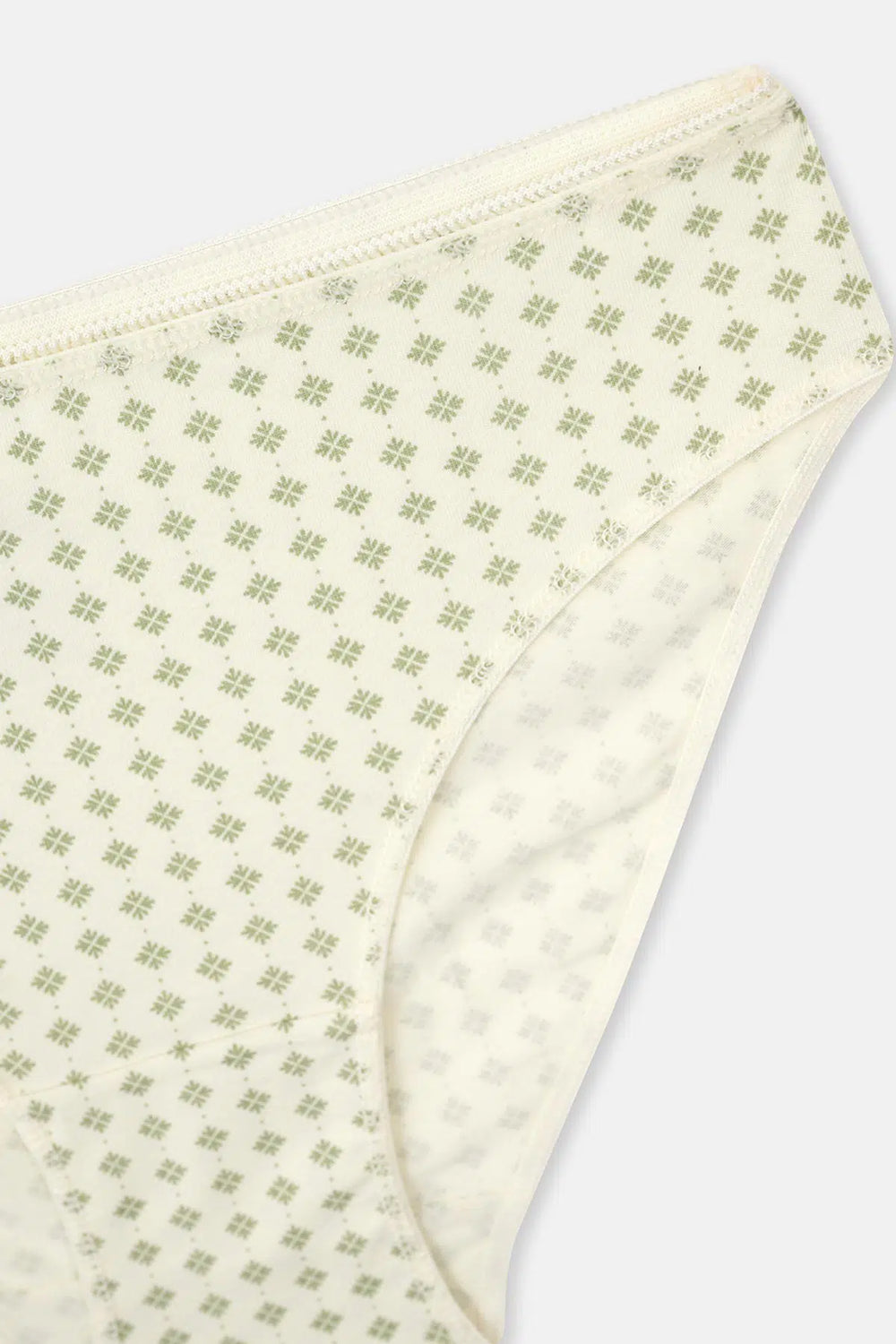 Somon-Yeşil Kadın 3'lü Desenli Brief Külot