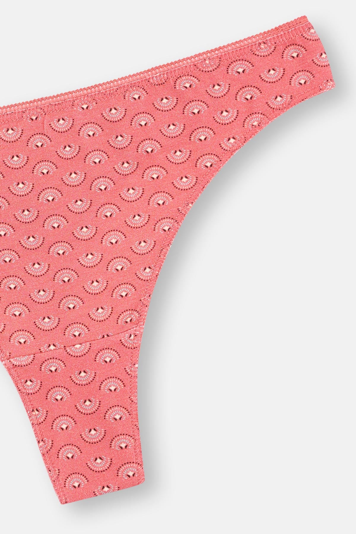 Mürdüm-Pembe-Turkuaz Kadın 3'Lü Desenli Thong Külot