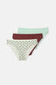 Gül Kurusu-Mint Kadın 3'lü Desenli Brief Külot