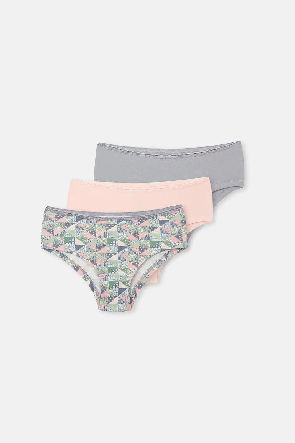 Gri-Soft Pembe Soft Kadın 3'lü Desenli Hipster Külot