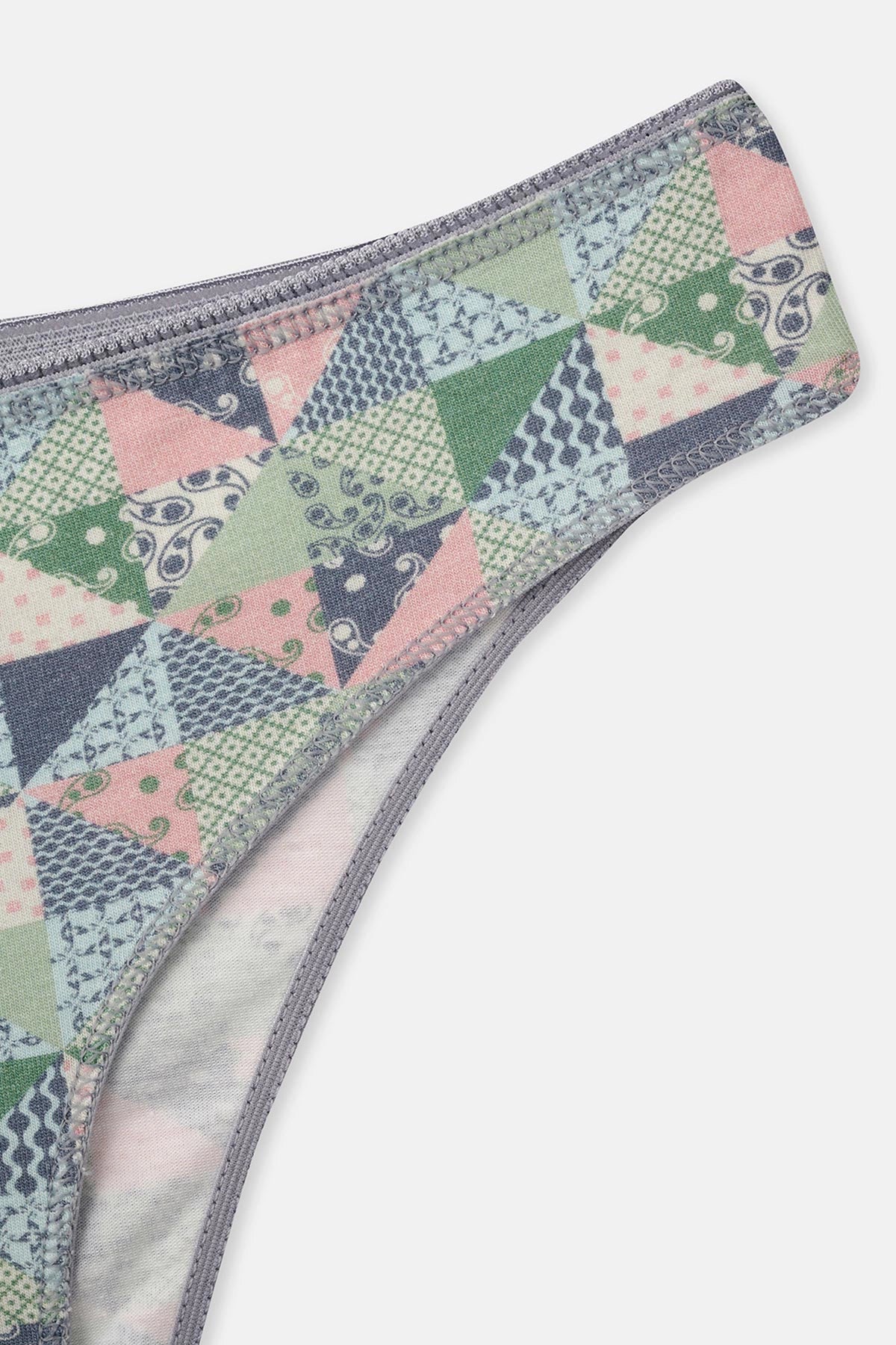 Gri-Soft Pembe Soft Kadın 3'lü Desenli Brazilian Külot