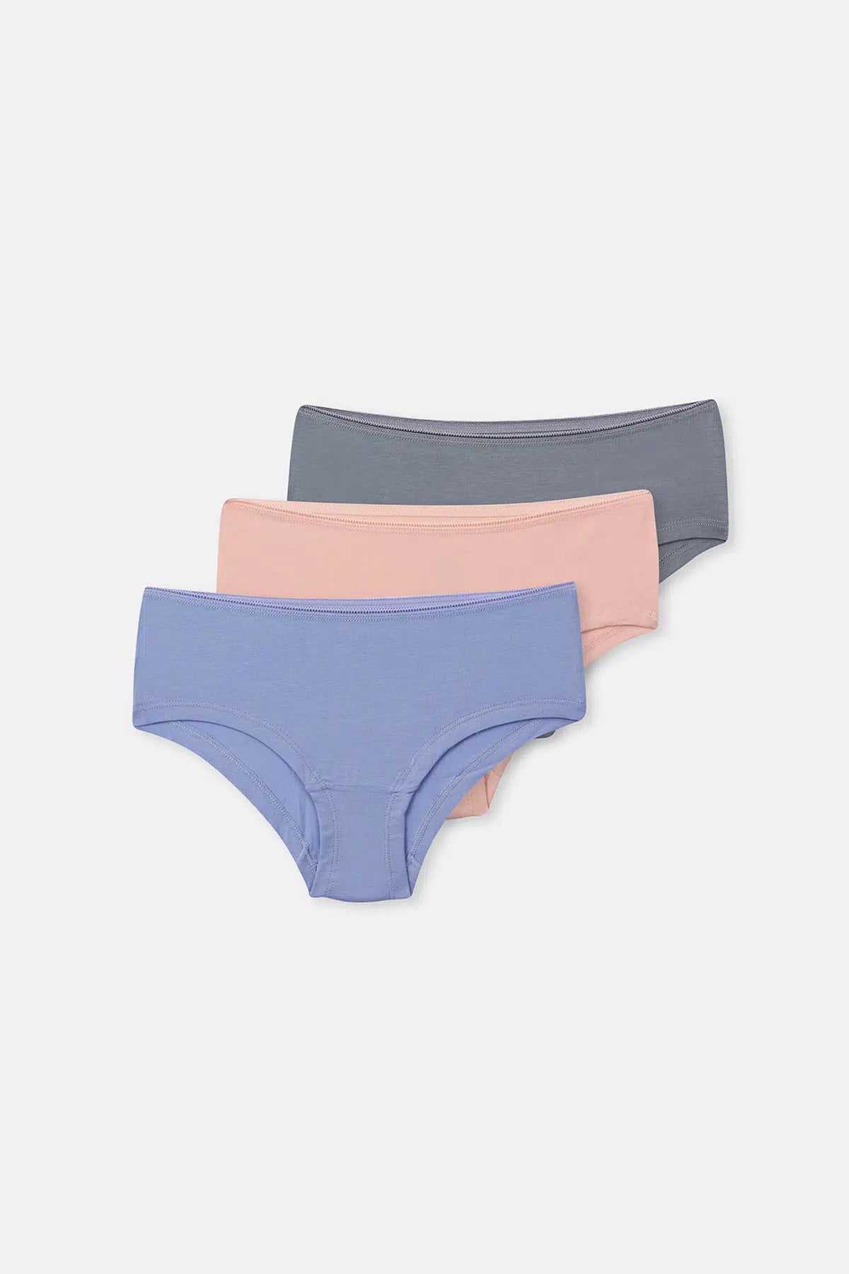 Gri-Mor-Soft Pembe Soft Kadın 3'lü Düz Hipster Külot
