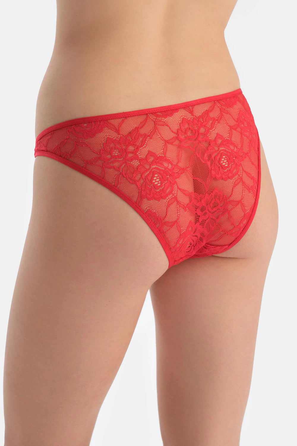 Kırmızı Ön Aksesuar Detaylı Dantelli Brıef Külot