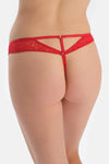 Kırmızı Arka Aksesuar Detaylı Dantelli Thong Külot