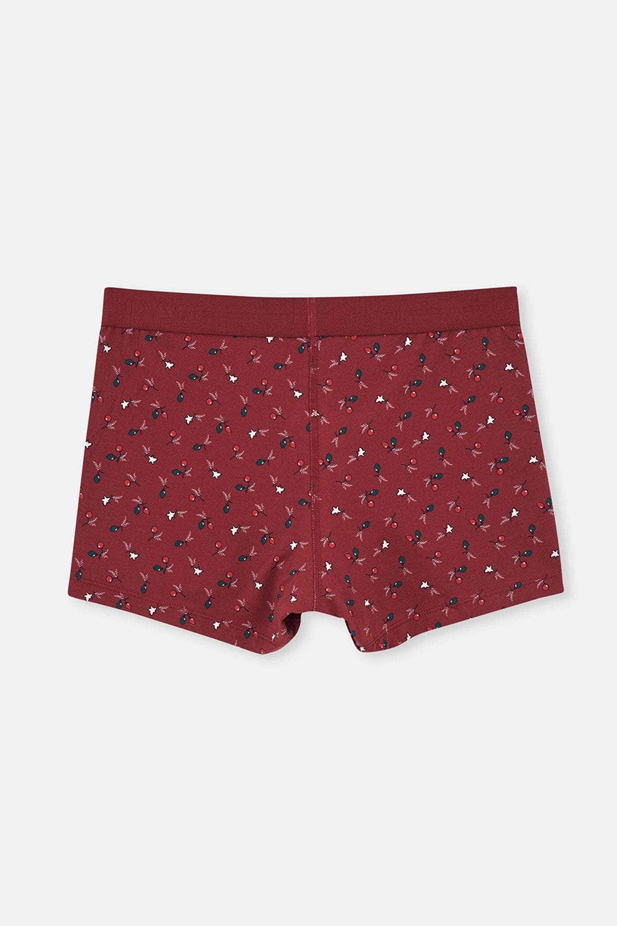 Bordo-Siyah 3'Lü Desenli Pamuk Boxer
