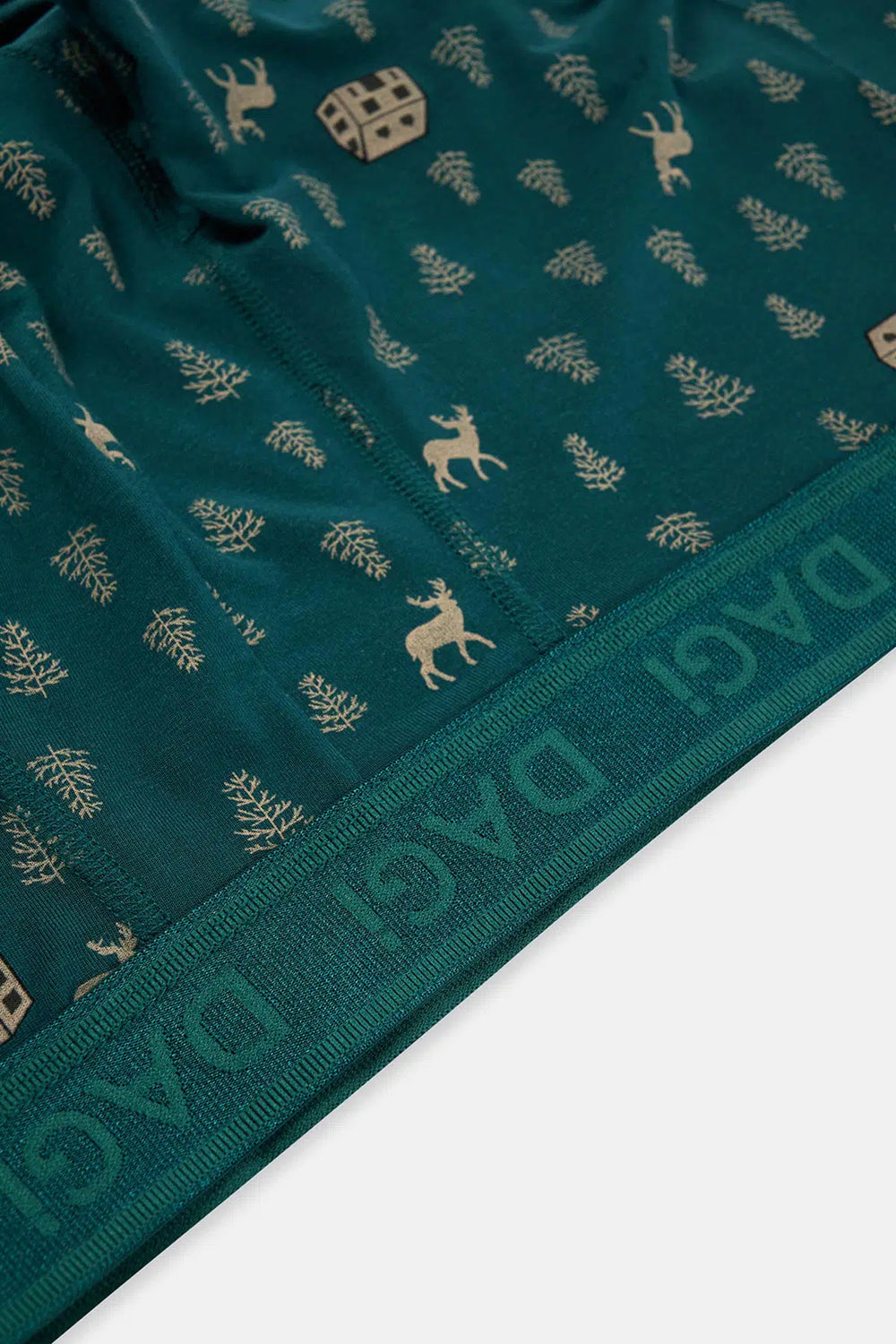 Koyu Yeşil Yılbaşı Desenli Kısa Micro Modal Boxer