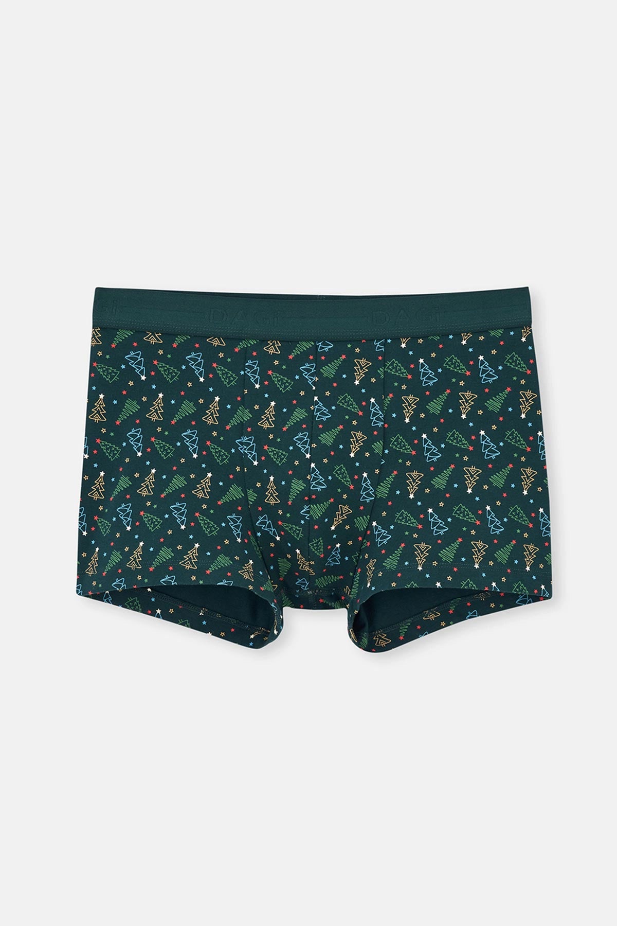 Koyu Yeşil Desenli Pamuk Boxer