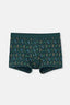 Koyu Yeşil Desenli Pamuk Boxer