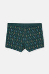 Koyu Yeşil Desenli Pamuk Boxer