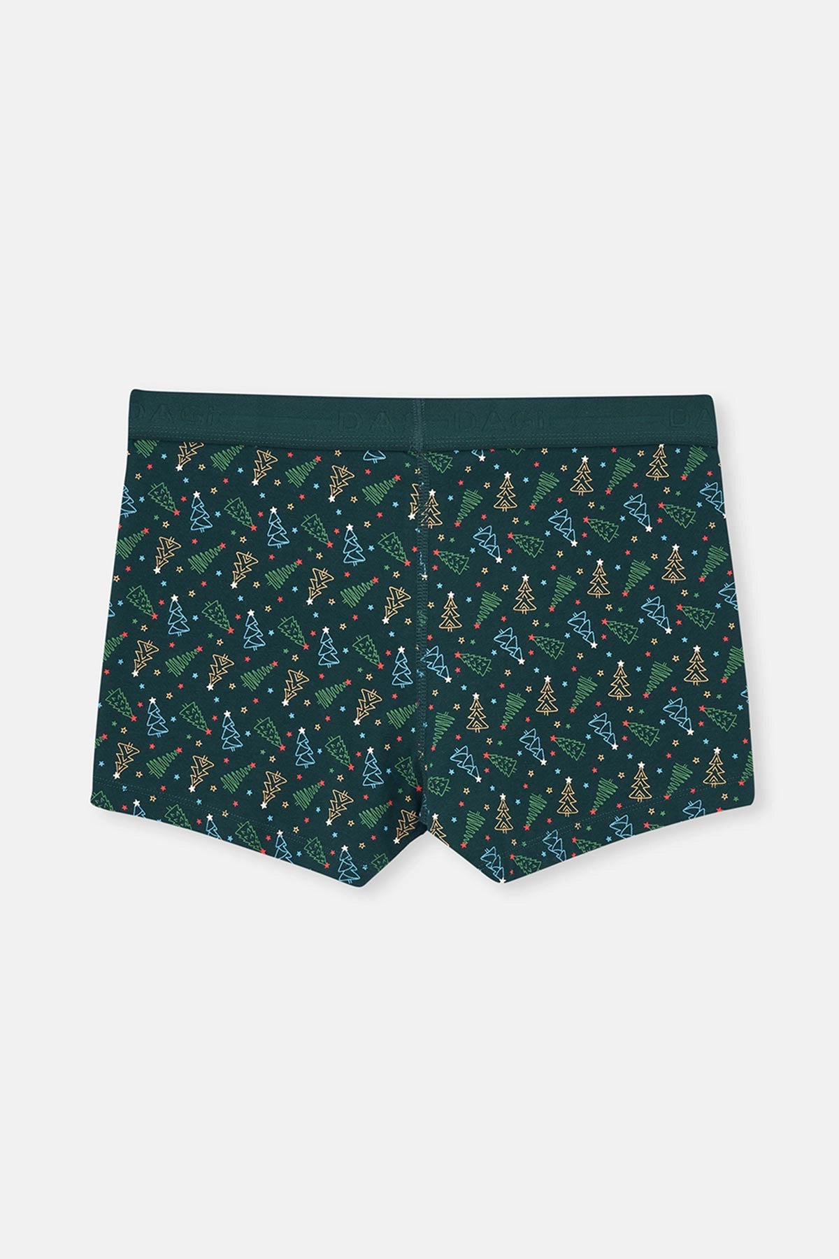 Koyu Yeşil Desenli Pamuk Boxer