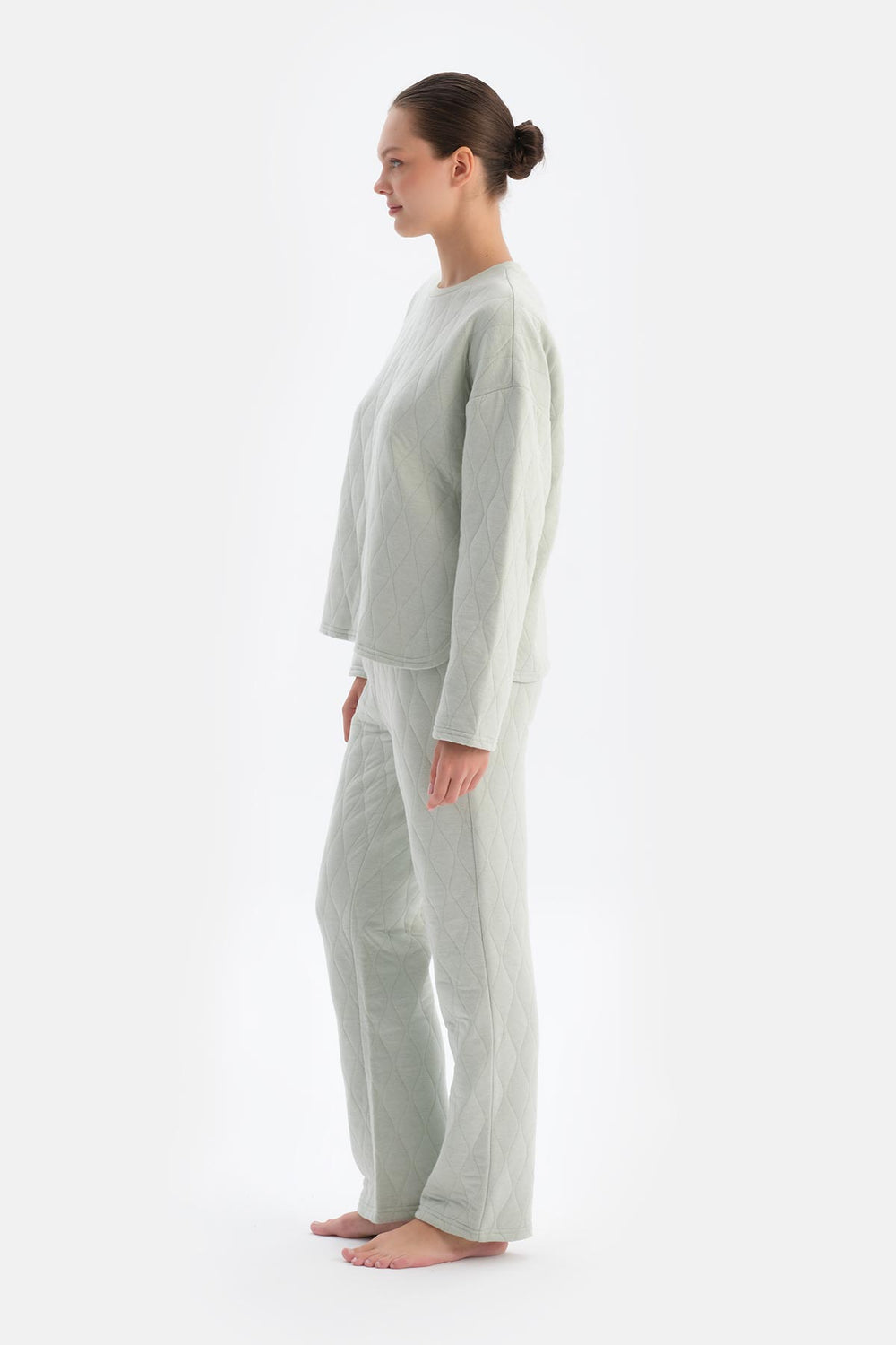 Açık Gri Kapitone Pijama Altı