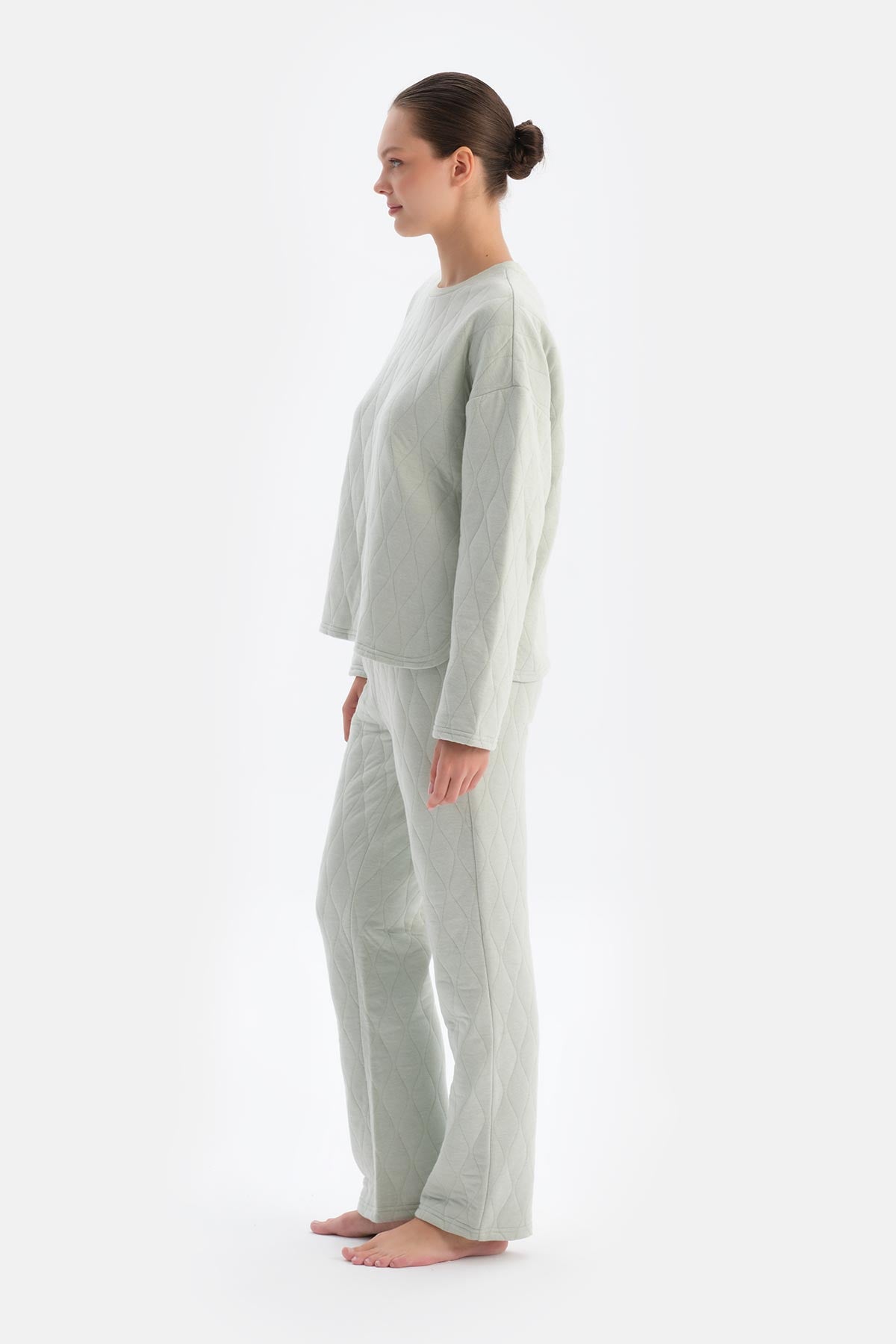 Açık Gri Kapitone Pijama Altı