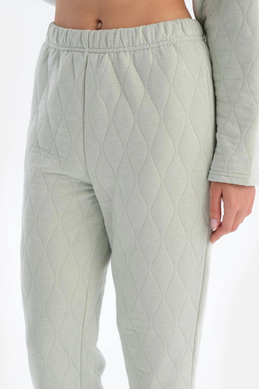 Açık Gri Kapitone Pijama Altı