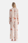 Krem Çiçekli Viskon Dokuma Gömlek Pijama Üstü