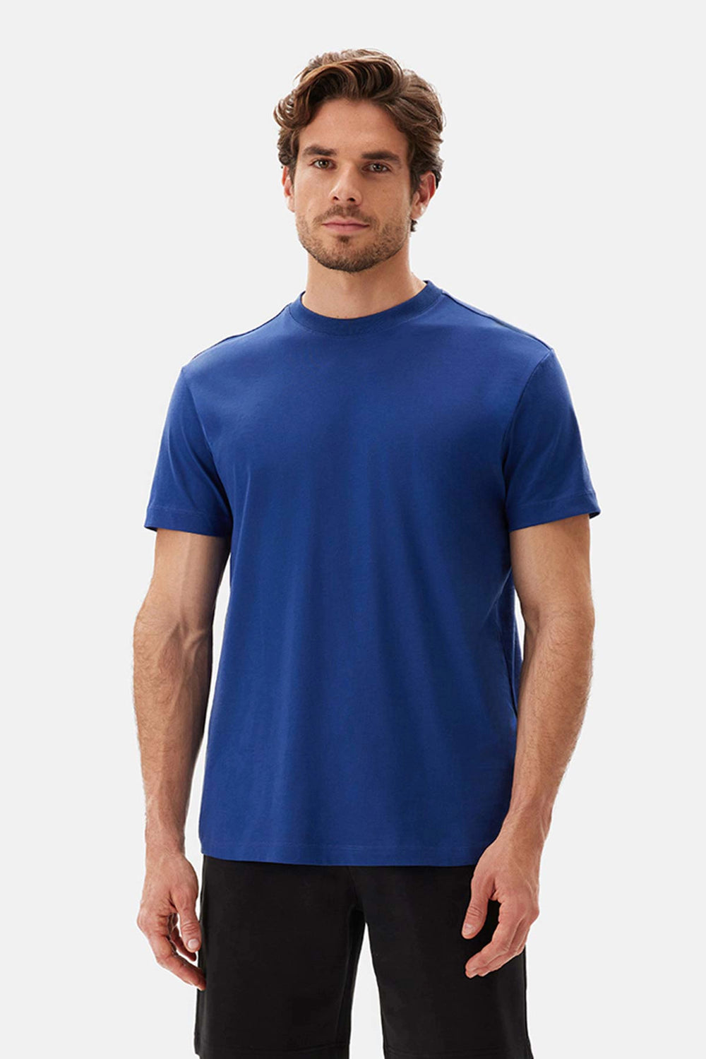 Lacivert Bisiklet Yaka Kısa Kollu Supima Tişört