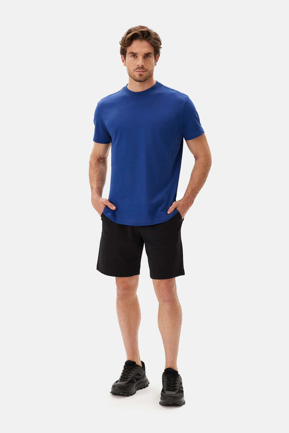 Lacivert Bisiklet Yaka Kısa Kollu Supima Tişört