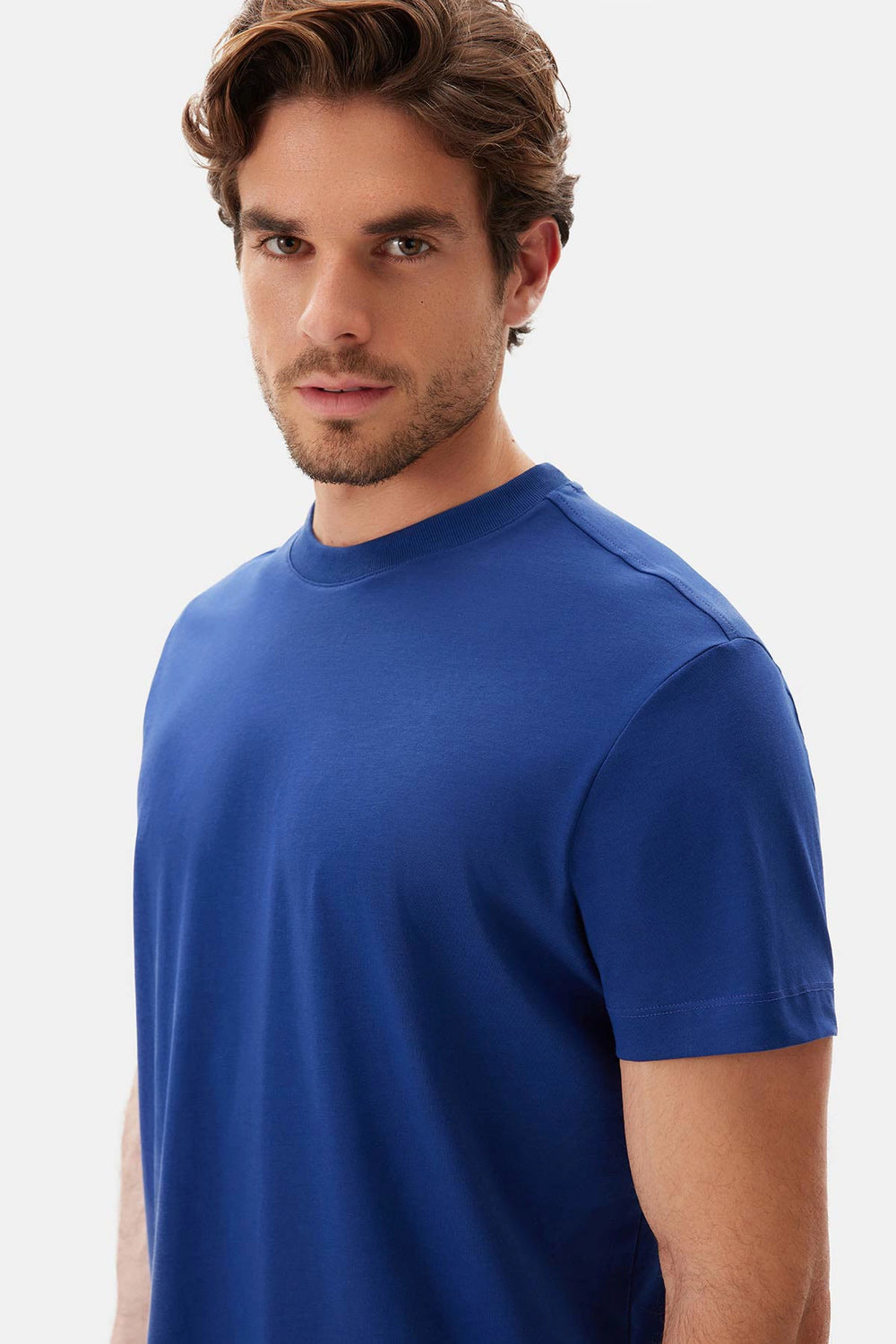 Lacivert Bisiklet Yaka Kısa Kollu Supima Tişört